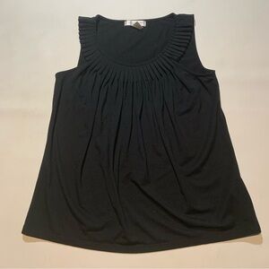 August Silk Pleated Sleeveless Black Top Women's size medium minimalist classic